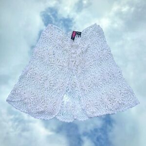 90s/y2k vintage, white crochet, sexy swim cover up skirt